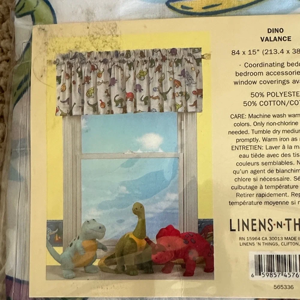 Kids Dino Valance in White with Multi-Color Dinosaurs